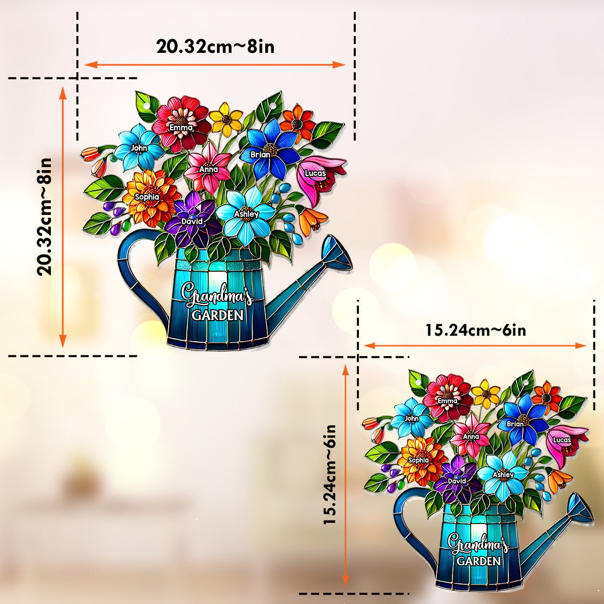 Omas Garten – Personalisierter Oma-Fensterhänger-Sonnenfänger