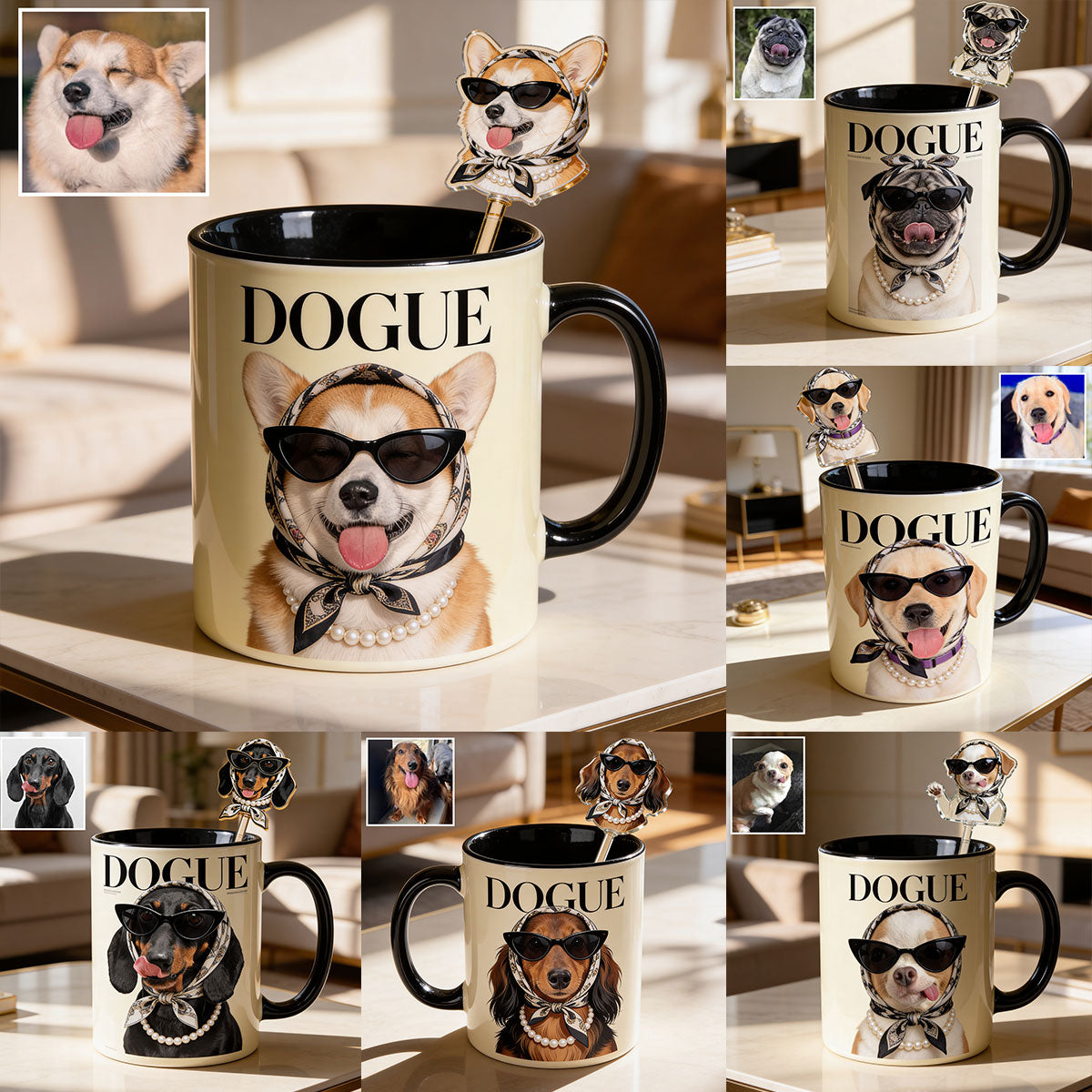 Lustiges Geschenk für Hundeliebhaber - Personalisierte Hundetasse mit Acrylrührern