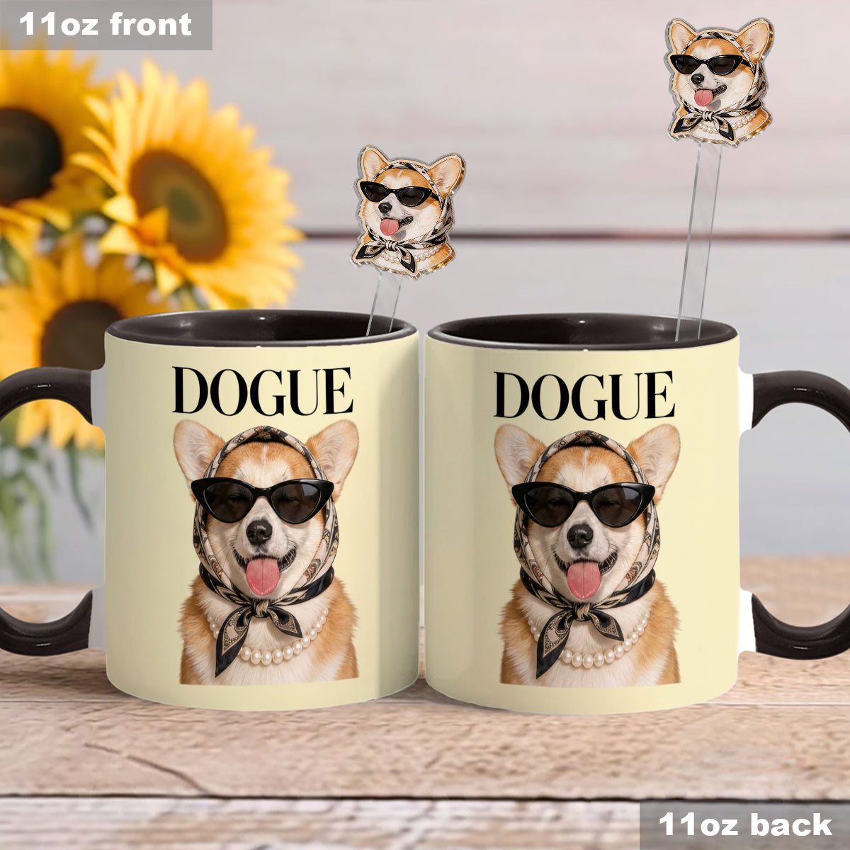 Lustiges Geschenk für Hundeliebhaber - Personalisierte Hundetasse mit Acrylrührern