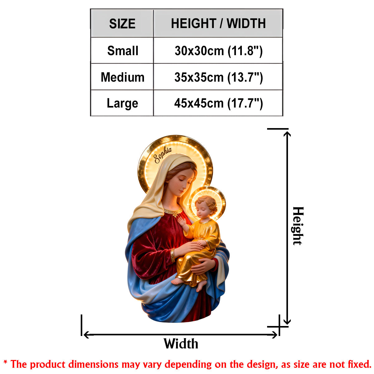 Blessed Virgin Mary Faith - Personalized Christian LED Light Acrylic Sign