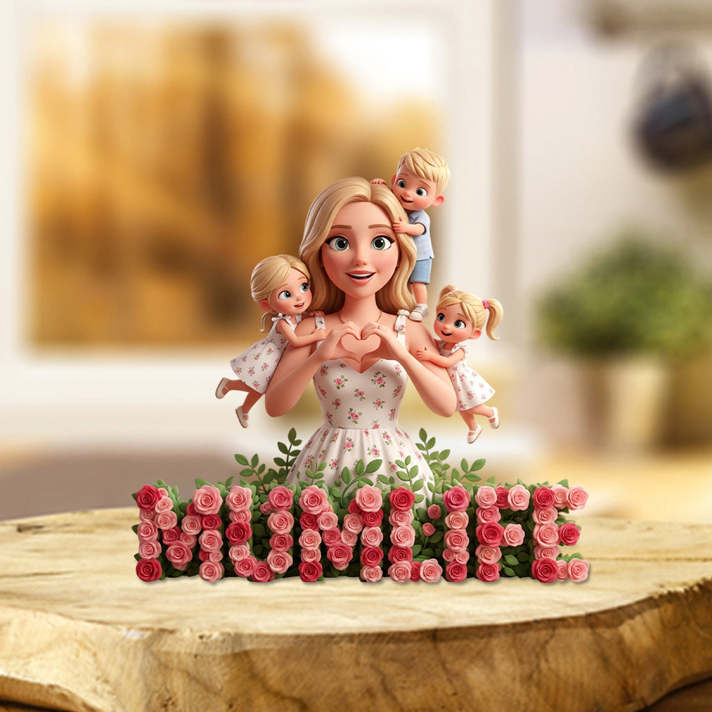 Heart Hands Pose With Flower - Personalized Mother Custom Shaped Acrylic Plaque