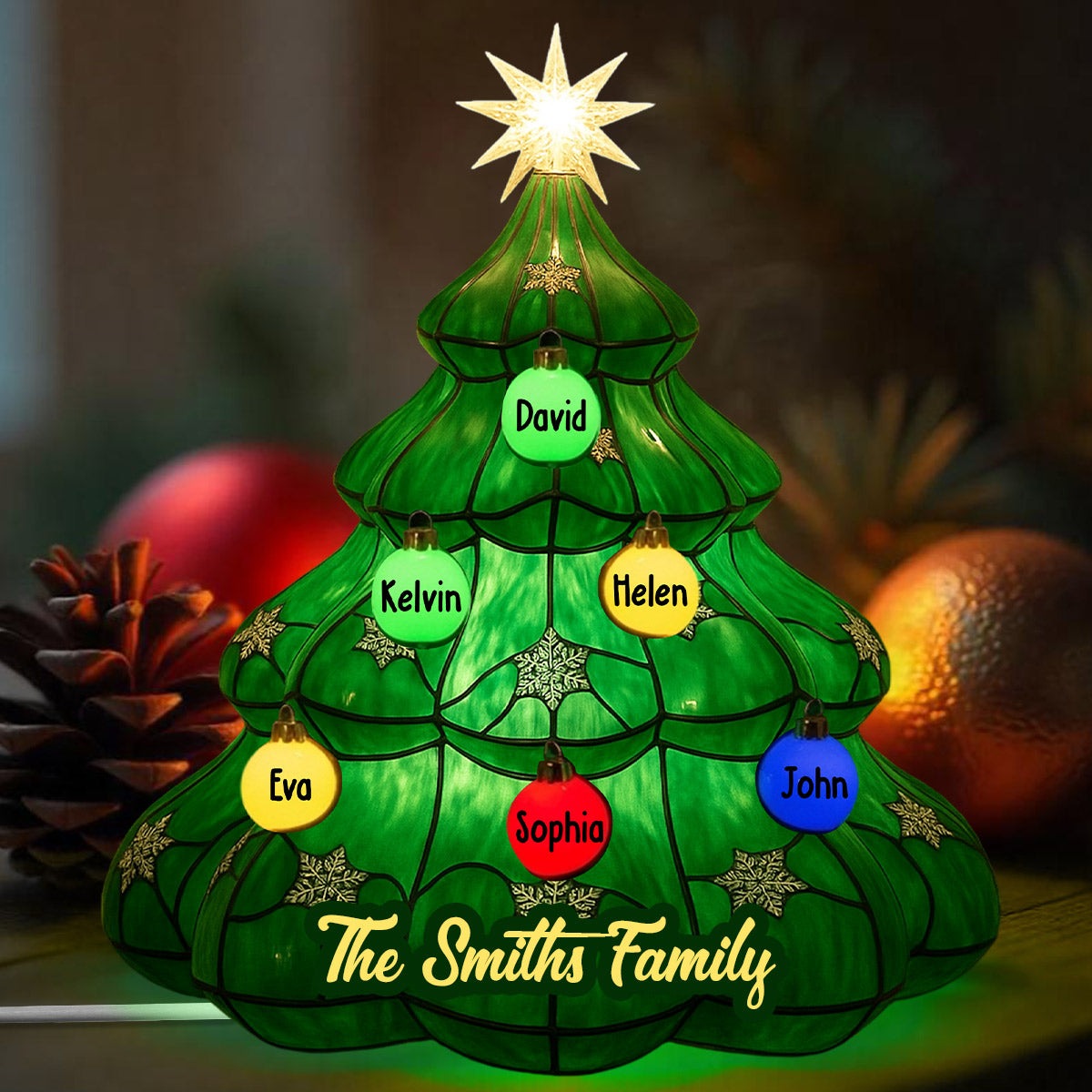 Merry Xmas Family Christmas Tree - Personalized Family Acrylic LED Night Light