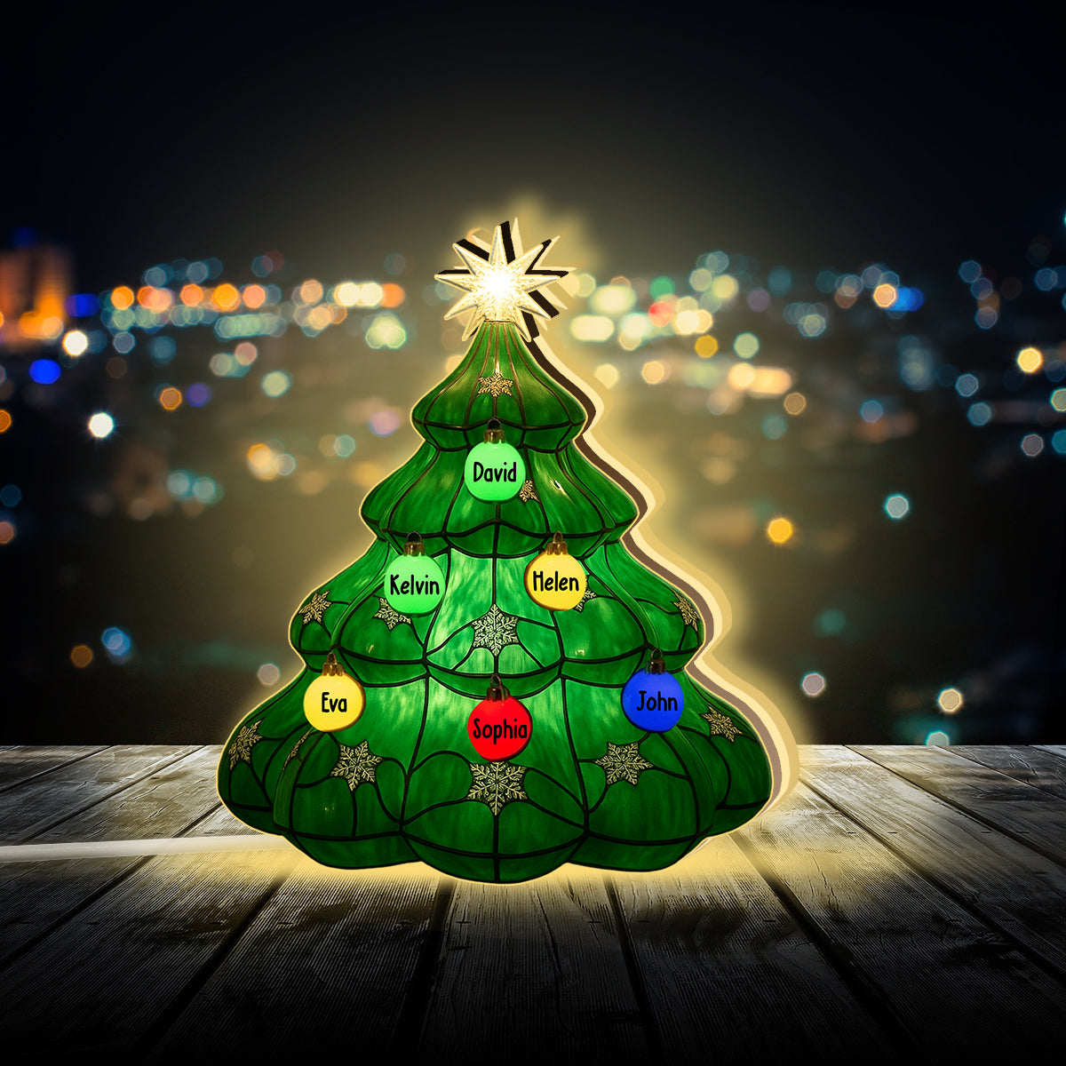 Merry Xmas Family Christmas Tree - Personalized Family Acrylic LED Night Light