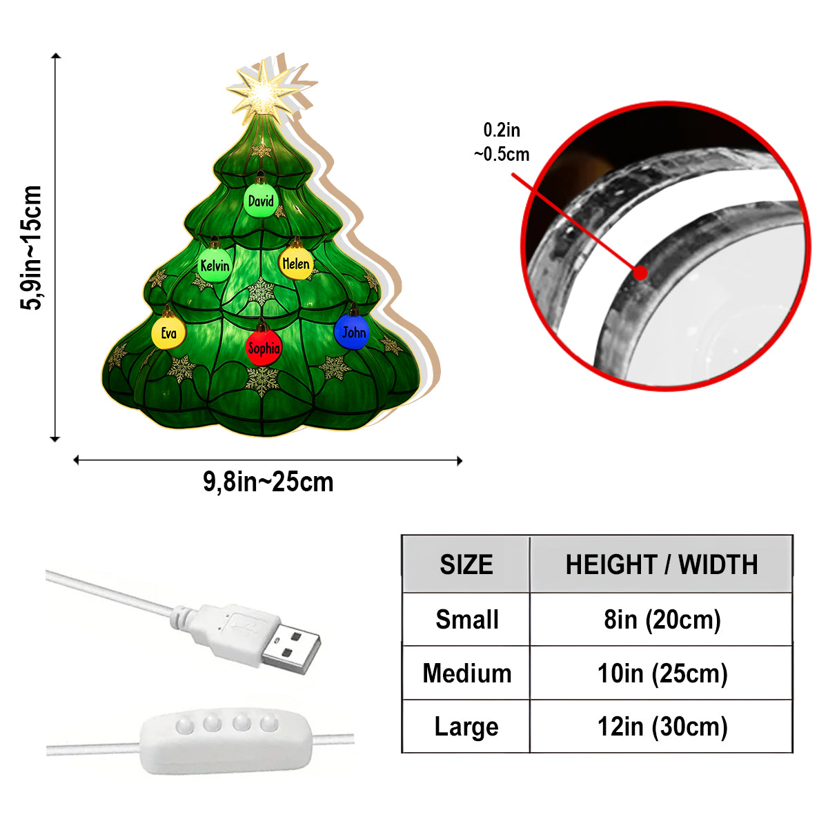 Merry Xmas Family Christmas Tree - Personalized Family Acrylic LED Night Light