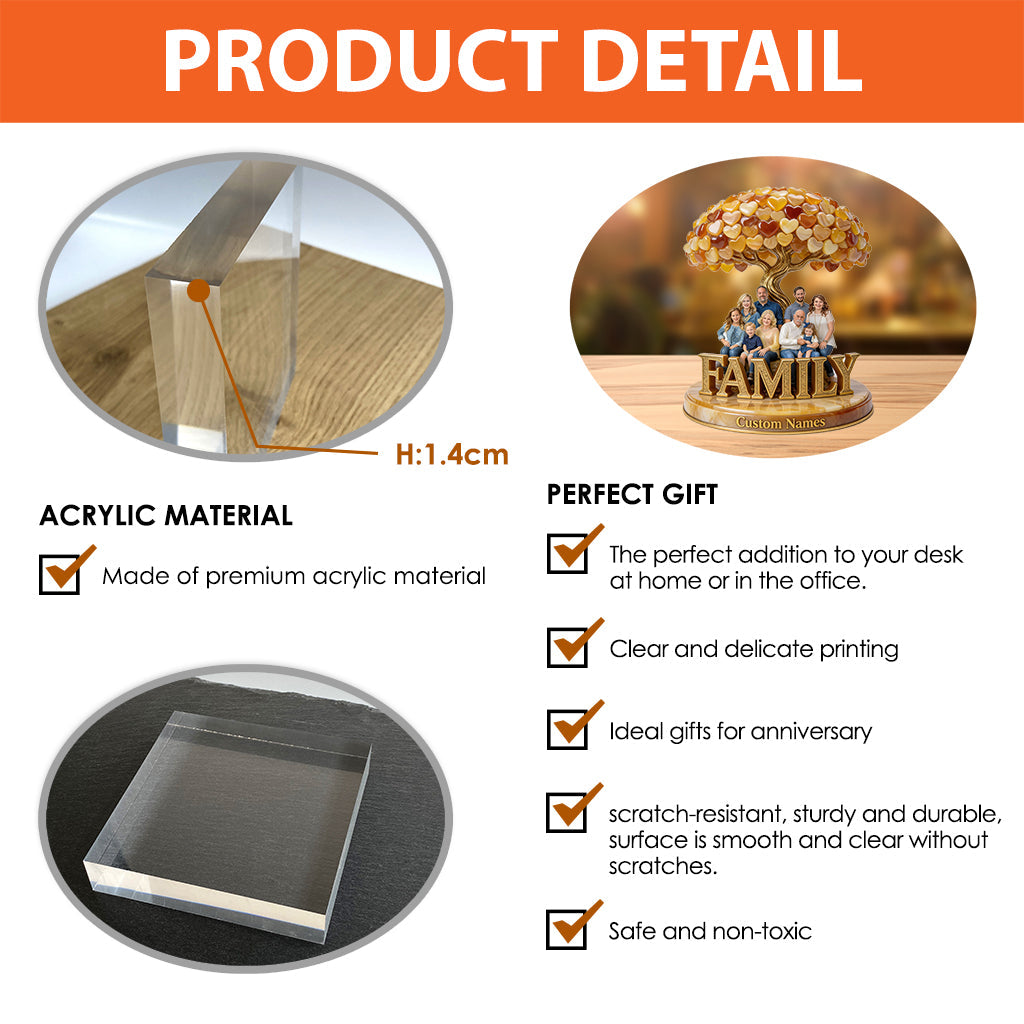Die beste Familie aller Zeiten – personalisierte Acrylplakette in individueller Familienform