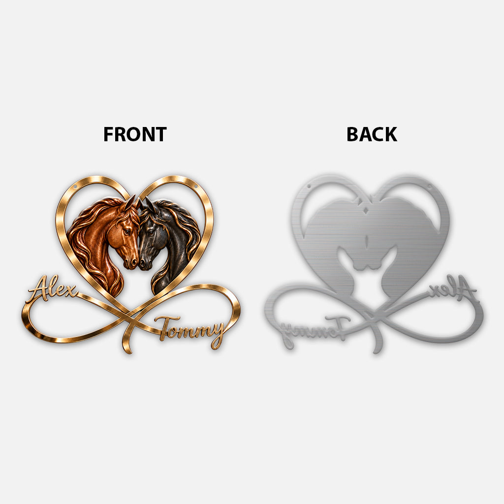 Love You Infinite - Personalized Horse 3D Printed Cut Metal Sign