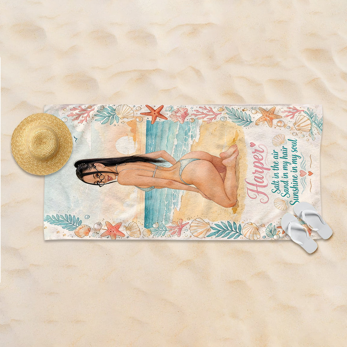 Sonnenschein in meiner Seele - Personalisierbares schnelltrocknendes Strandtuch/Badetuch