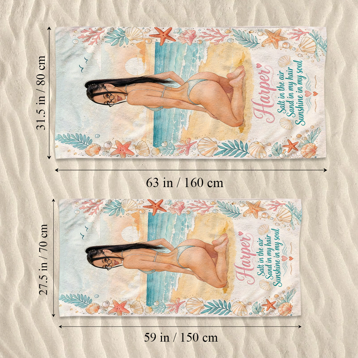 Sonnenschein in meiner Seele - Personalisierbares schnelltrocknendes Strandtuch/Badetuch