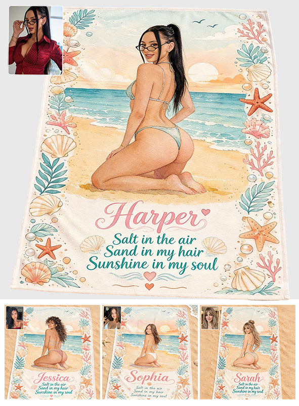 Sonnenschein in meiner Seele - Personalisierbares schnelltrocknendes Strandtuch/Badetuch