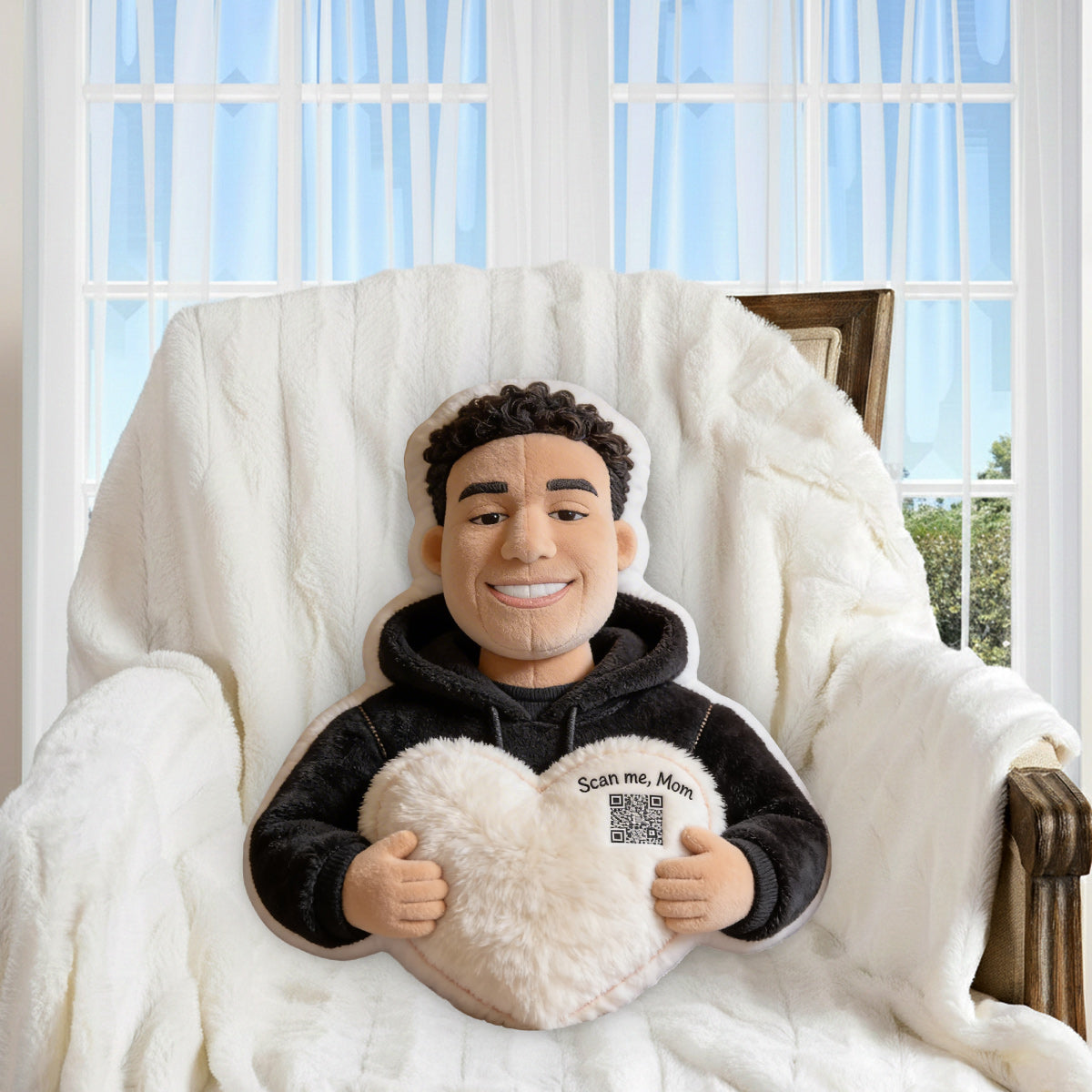 Scan Me - Personalized Mother Premium Faux Fur Pillow