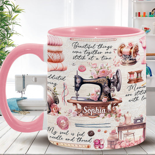 Sew Addicted To Sewing - Personalized Sewing Accent Mug