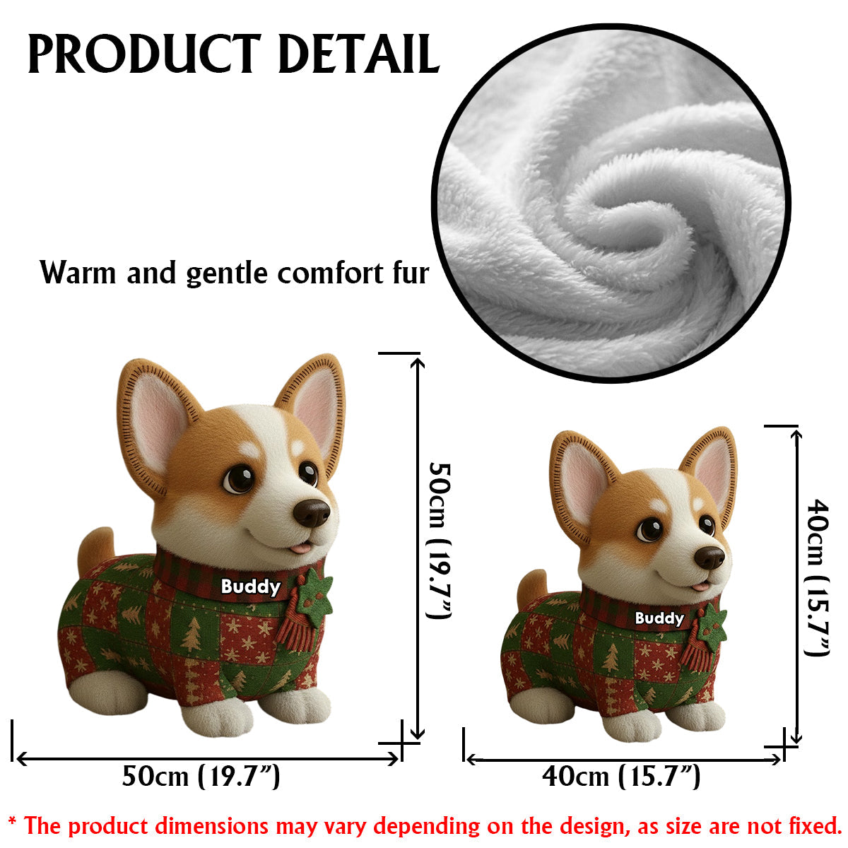 Weihnachtsdecke mit Hundemotiv – Personalisiertes Kissen in Hundeform aus Kunstfell