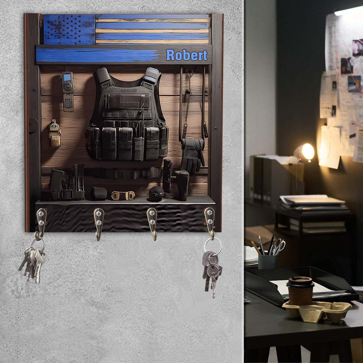 Proud To Be A Police Officer - Personalized Police Officer Custom Shaped Key Rack