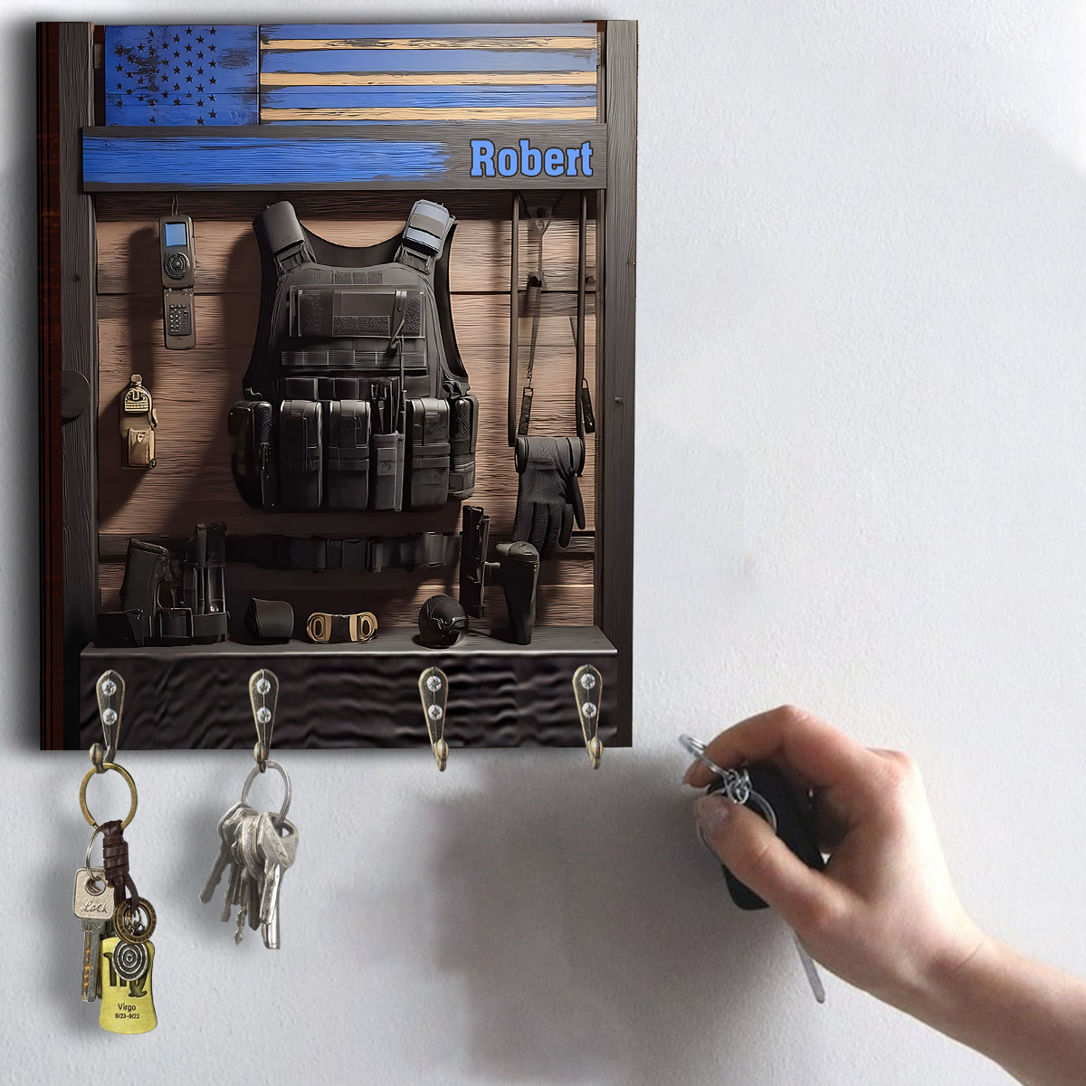 Proud To Be A Police Officer - Personalized Police Officer Custom Shaped Key Rack