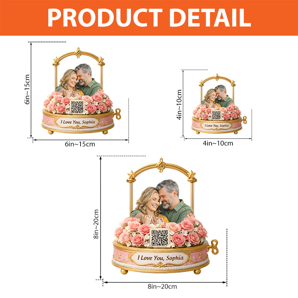 Spieluhr für Paare – Personalisierte Acrylplakette in individueller Paarform