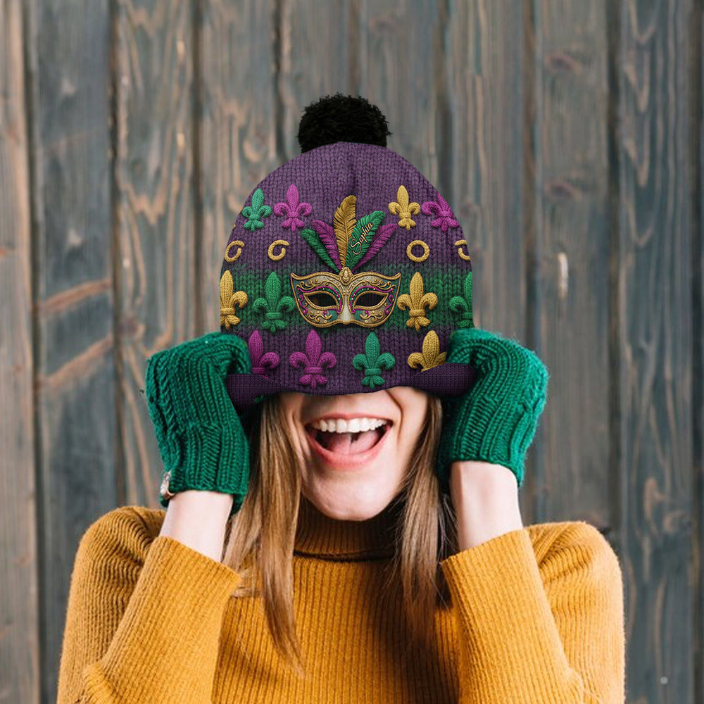 Mardi Gras Vibes - Personalized Mardi Gras Beanie Hat