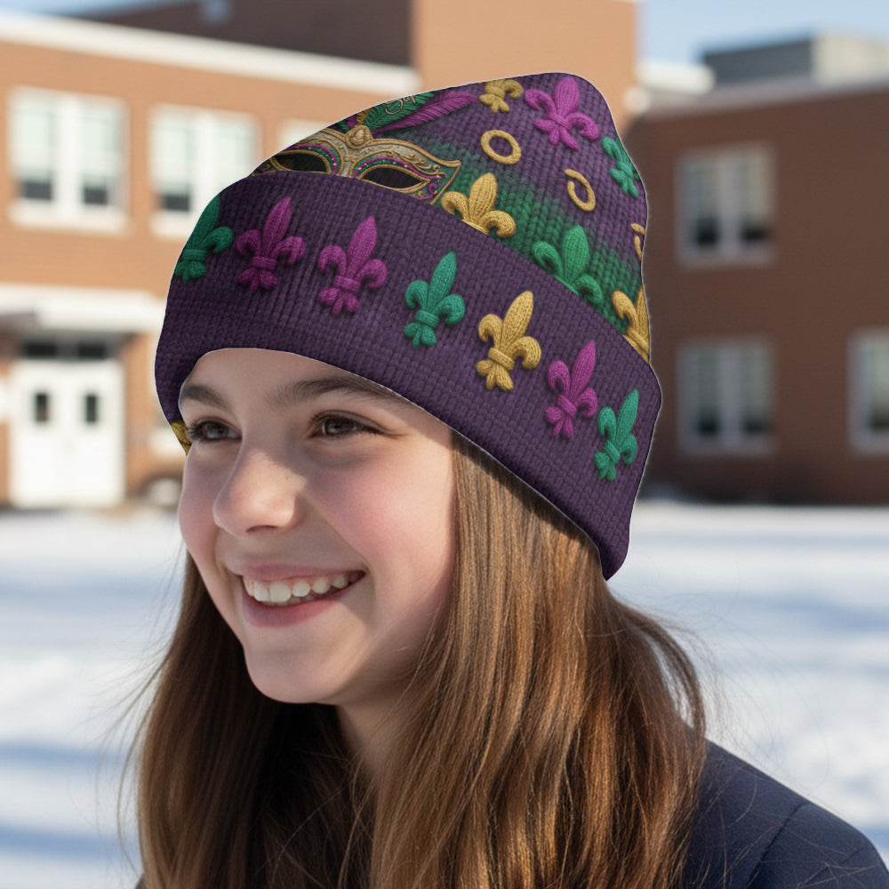 Mardi Gras Vibes - Personalized Mardi Gras Beanie Hat