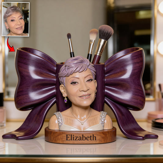 Personalisierter Makeup Holz Schreibtisch Organizer - Foto & Liebe