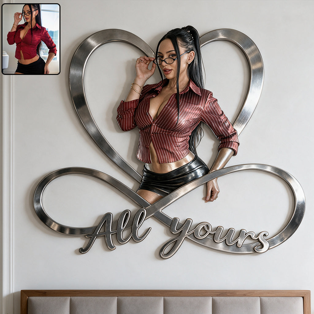 Spicy Love Heart Eternal - Personalized Spicy Couple 3D Printed Cut Metal Sign