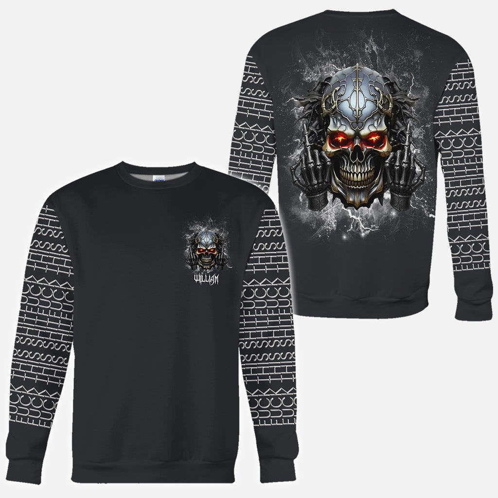 Scheiß drauf – Personalisiertes Totenkopf-Shirt
