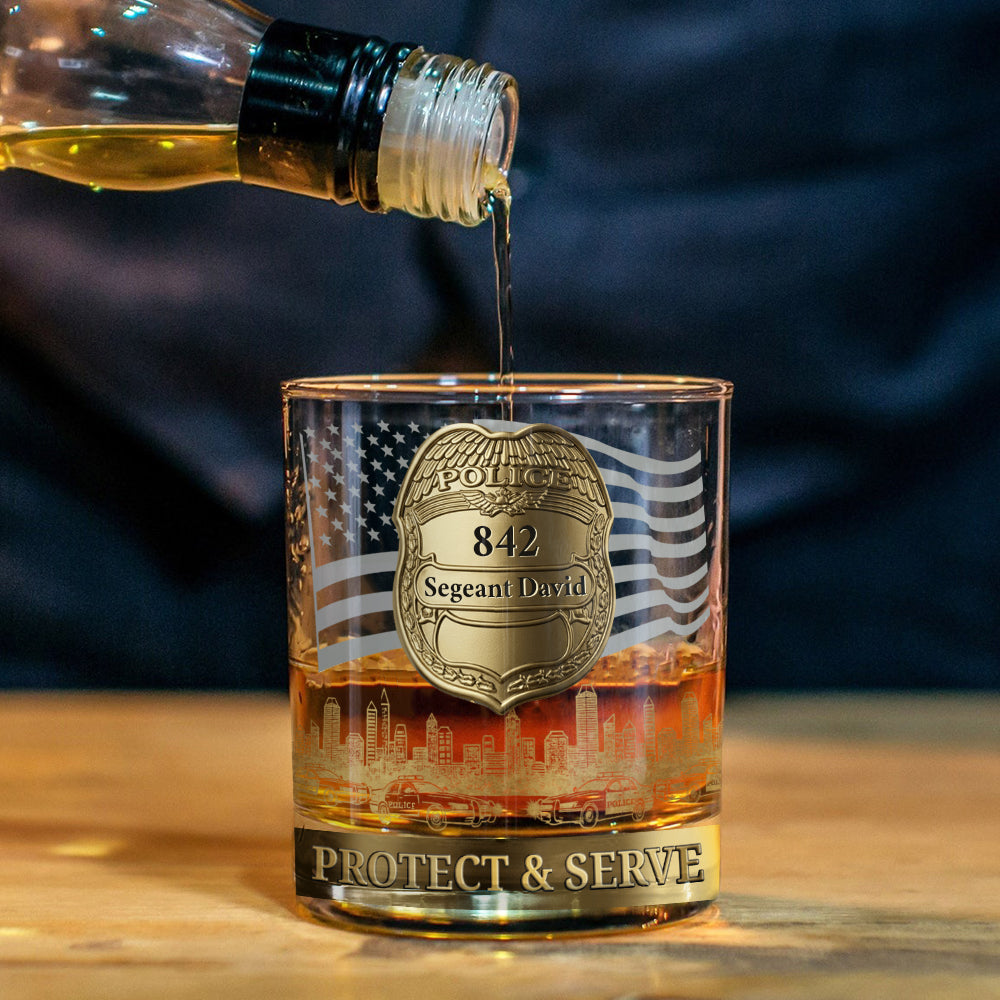 Protect & Serve - Personalized Police Officer Whiskey Glass