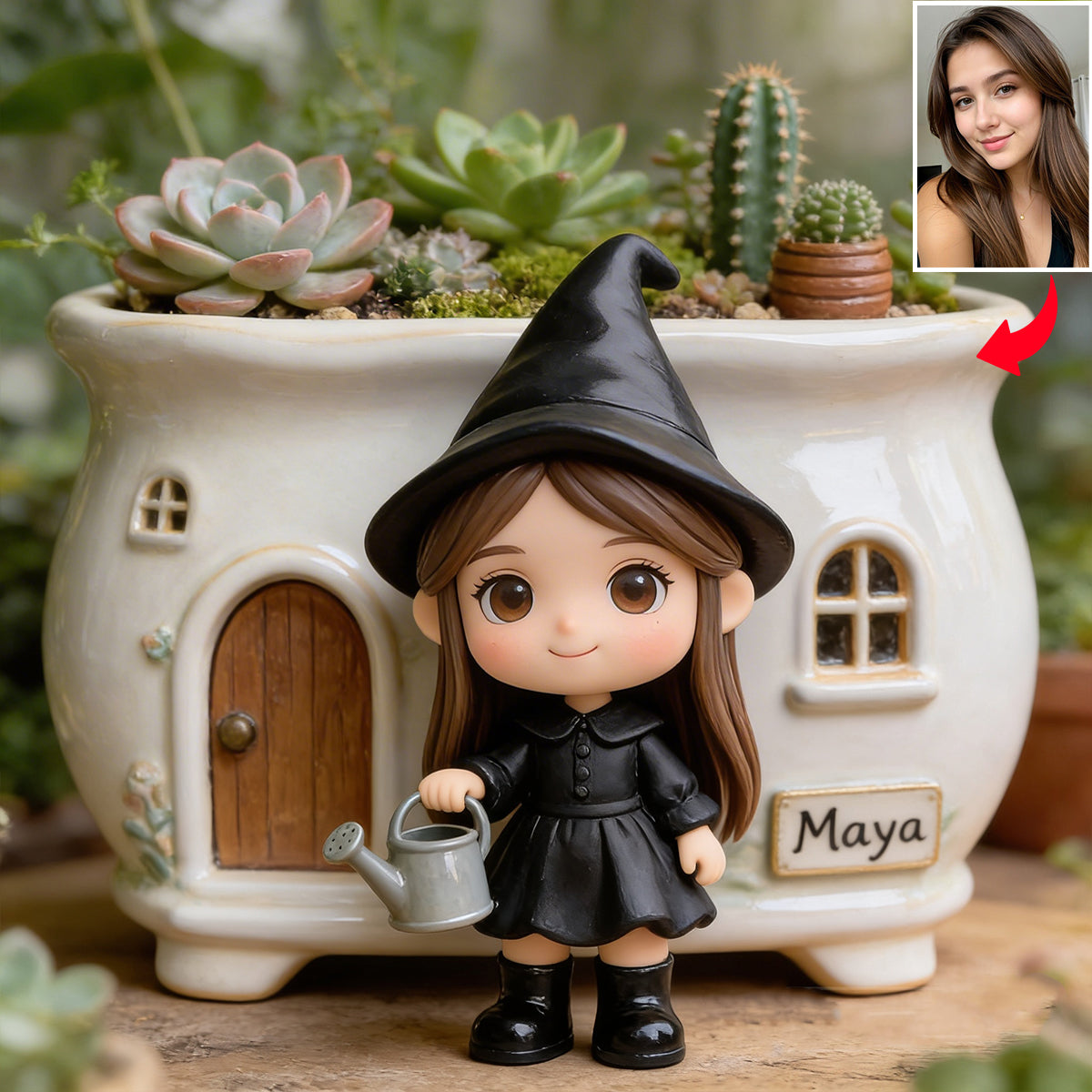 Custom Garden Gnome From Any Photo - Personalized Gardening Acrylic Pot