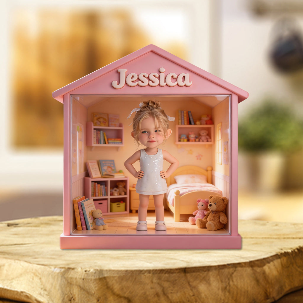 Kinderhaus – Personalisierte Acrylplakette in Kinderform