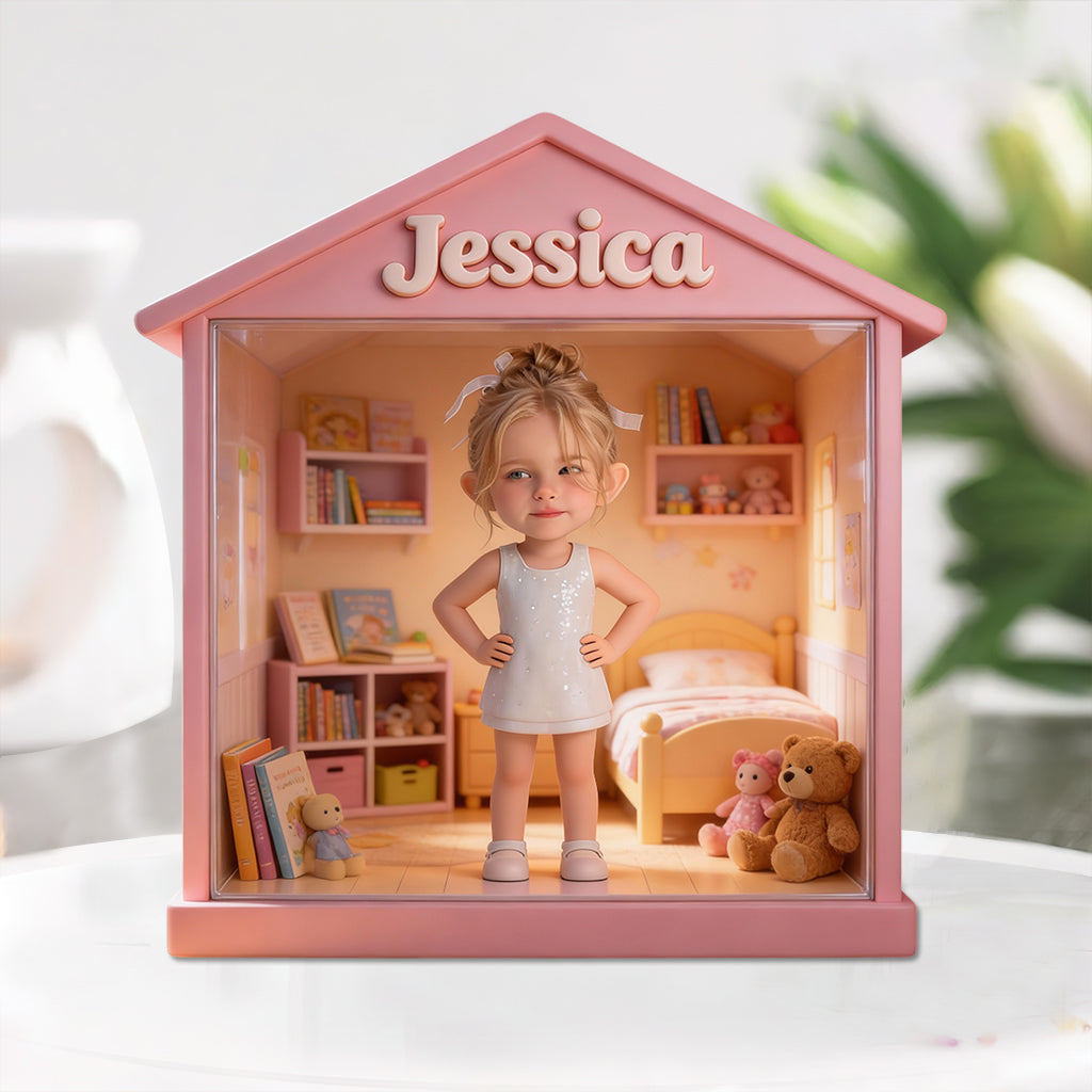 Kinderhaus – Personalisierte Acrylplakette in Kinderform