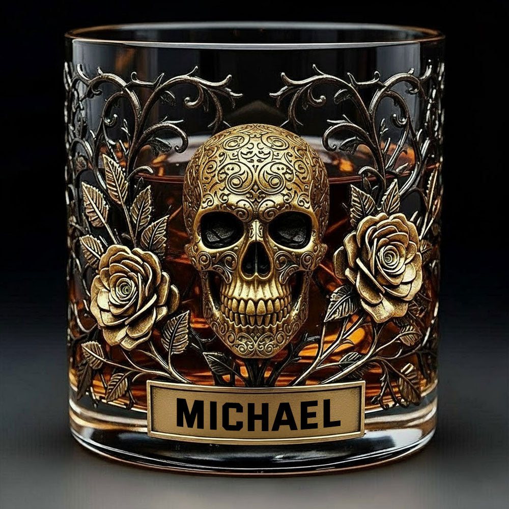Skull Gothic Favorite Spirit Is Whiskey - Personalized Skull Whiskey Glass