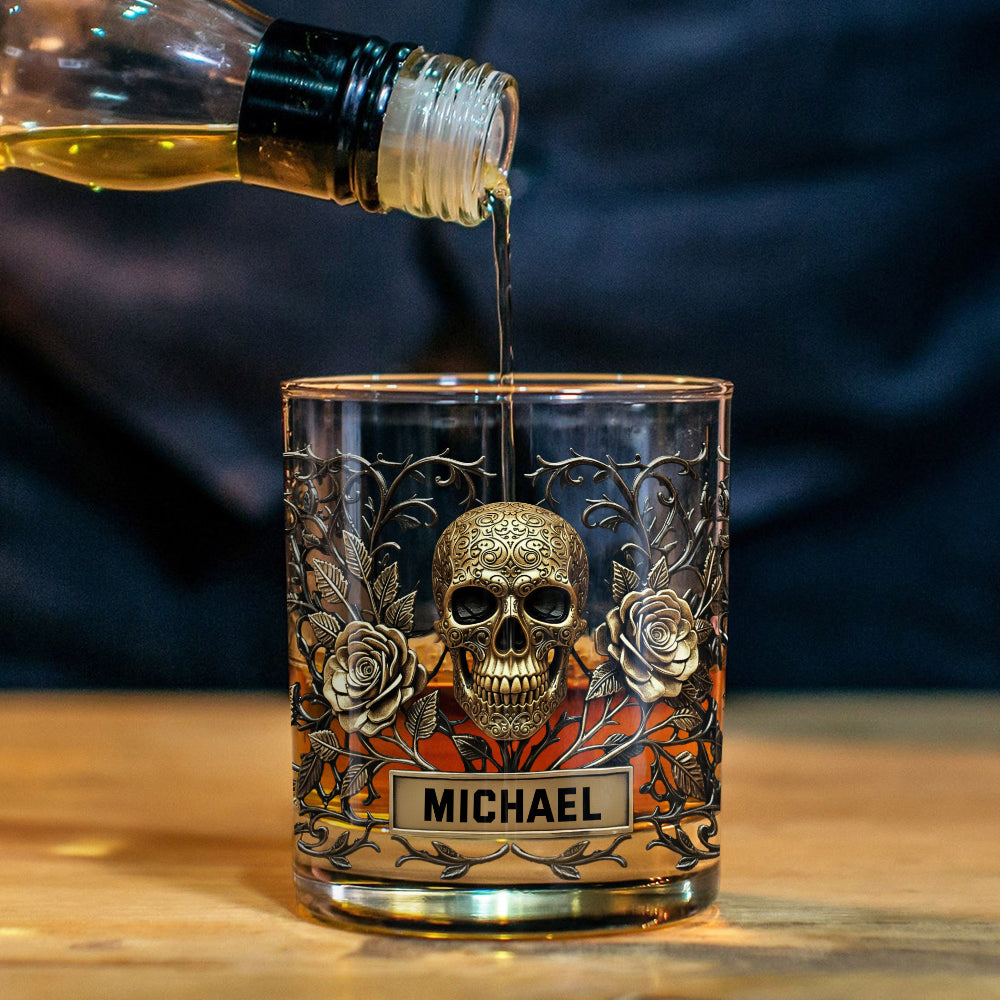 Skull Gothic Favorite Spirit Is Whiskey - Personalized Skull Whiskey Glass
