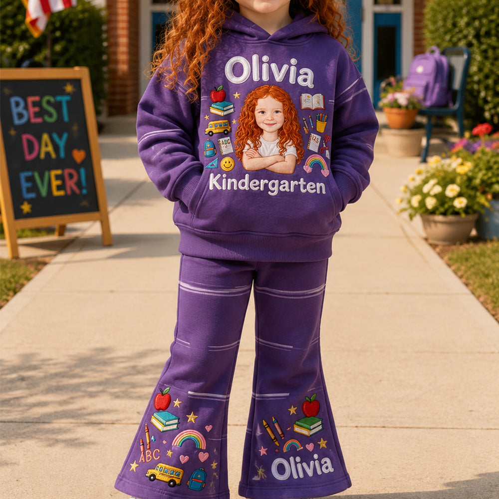 Back To School - Personalized Kid Kid Hoodie & Flare Leggings Set