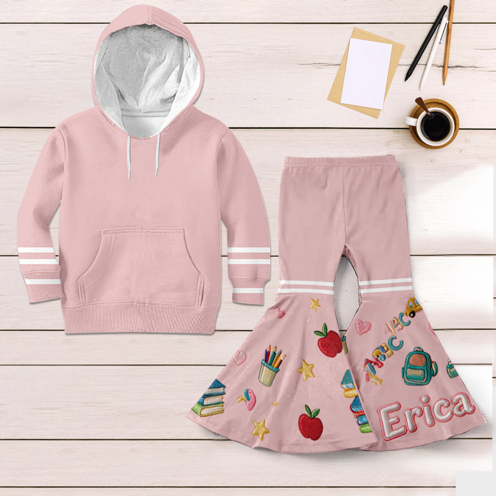 Back To School - Personalized Kid Kid Hoodie & Flare Leggings Set