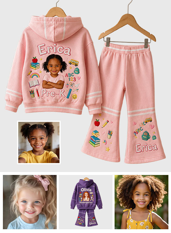 Back To School - Personalized Kid Kid Hoodie & Flare Leggings Set