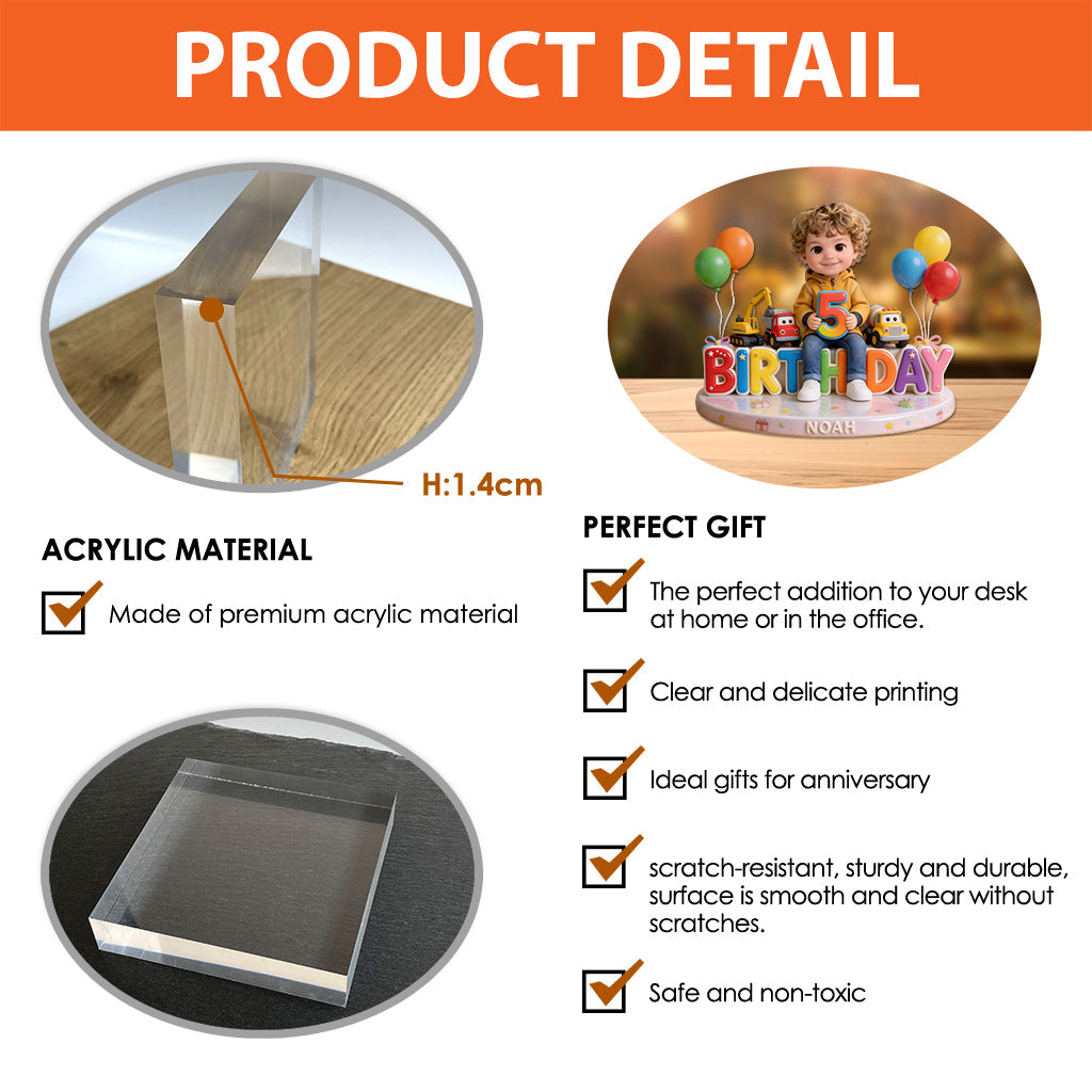 Individuell gestaltbare Acrylplakette mit Foto Ihrer Wahl – personalisierbar für Kinder