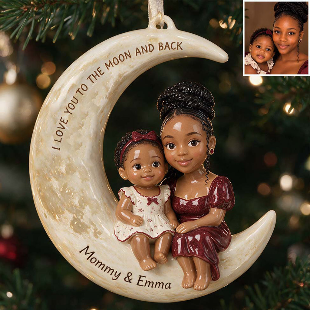 To The Moon And Back - Personalized Mother Premium 3D Ornament
