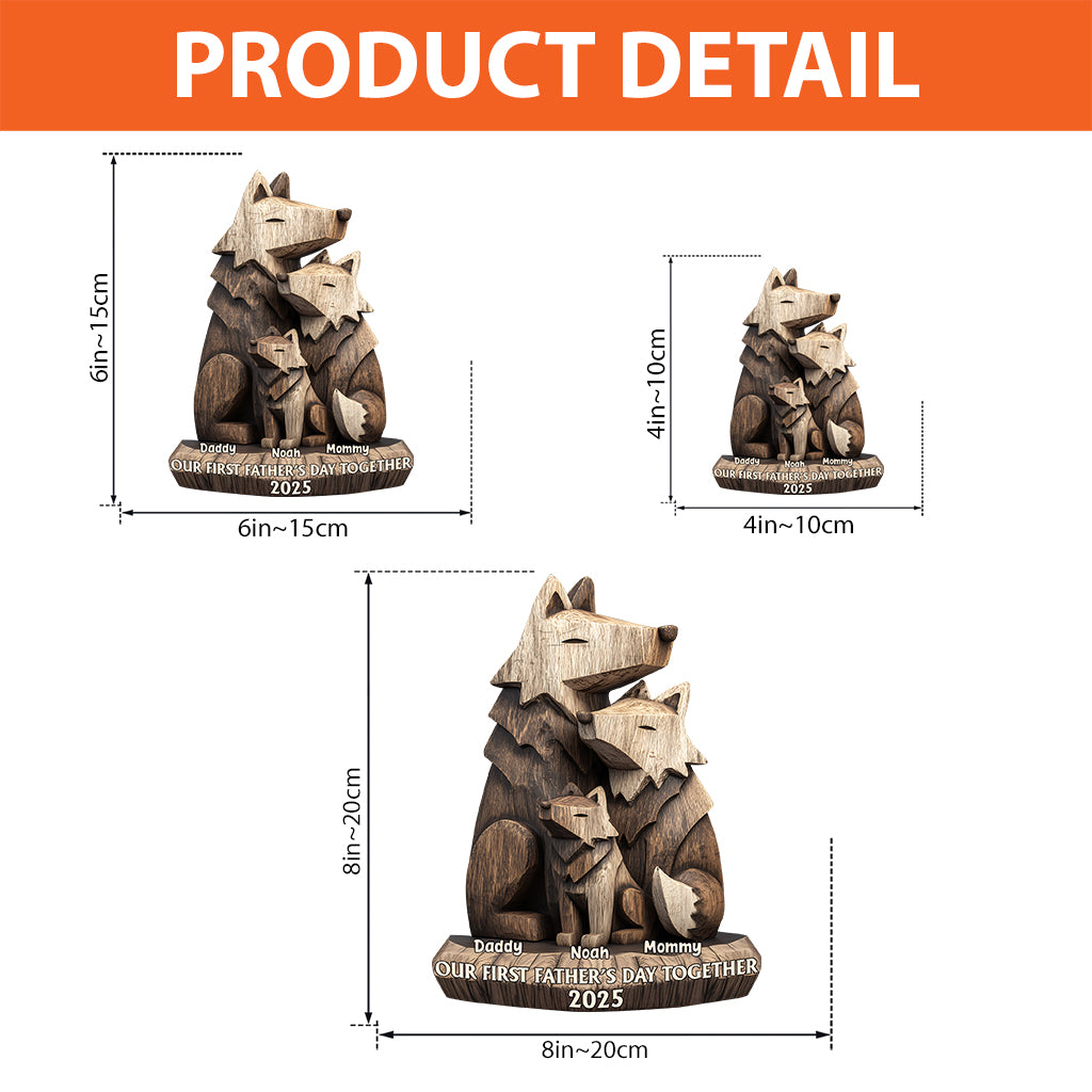 Erster Vatertag – Familienwolf – Personalisierte Acrylplakette in individueller Form für den Vater