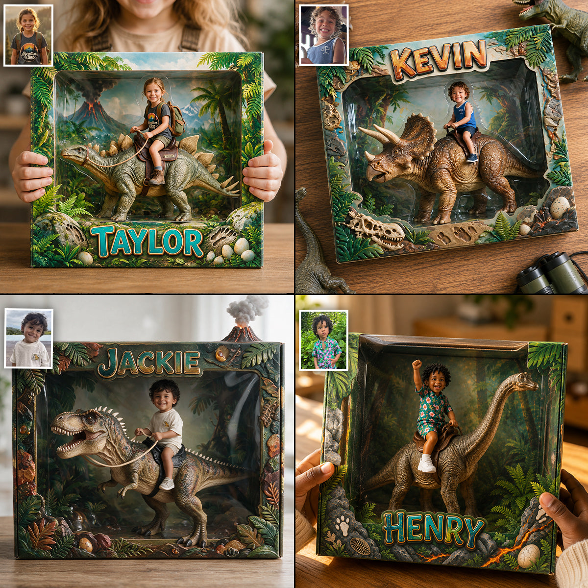 Dino Rider - Personalized Kid Custom Shaped Acrylic Plaque