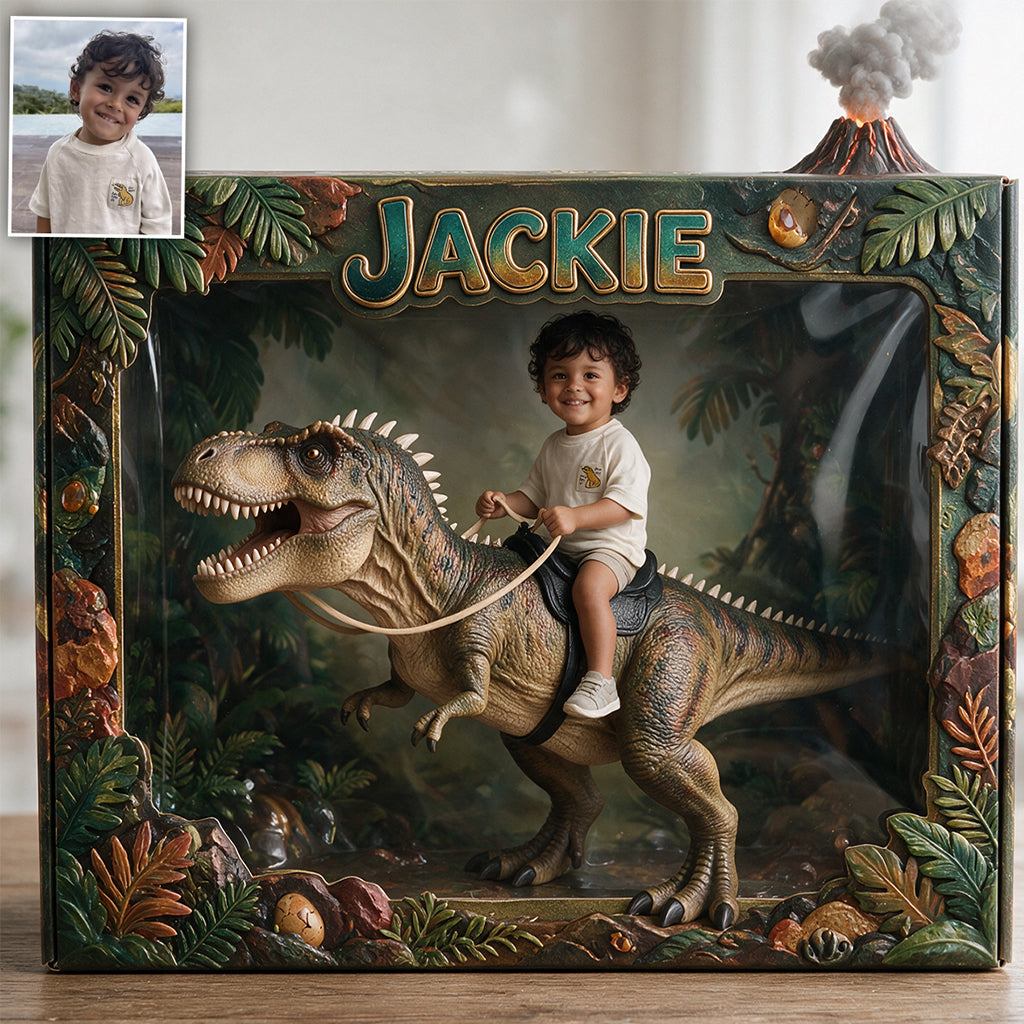 Dino Rider - Personalized Kid Custom Shaped Acrylic Plaque