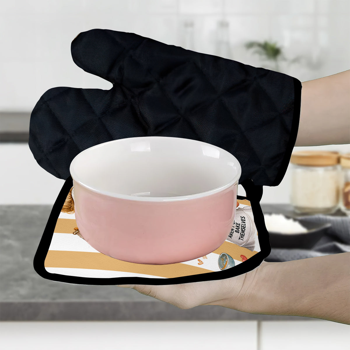 Baking Cookies - Personalized Baking Oven Mitts & Pot Holder Set