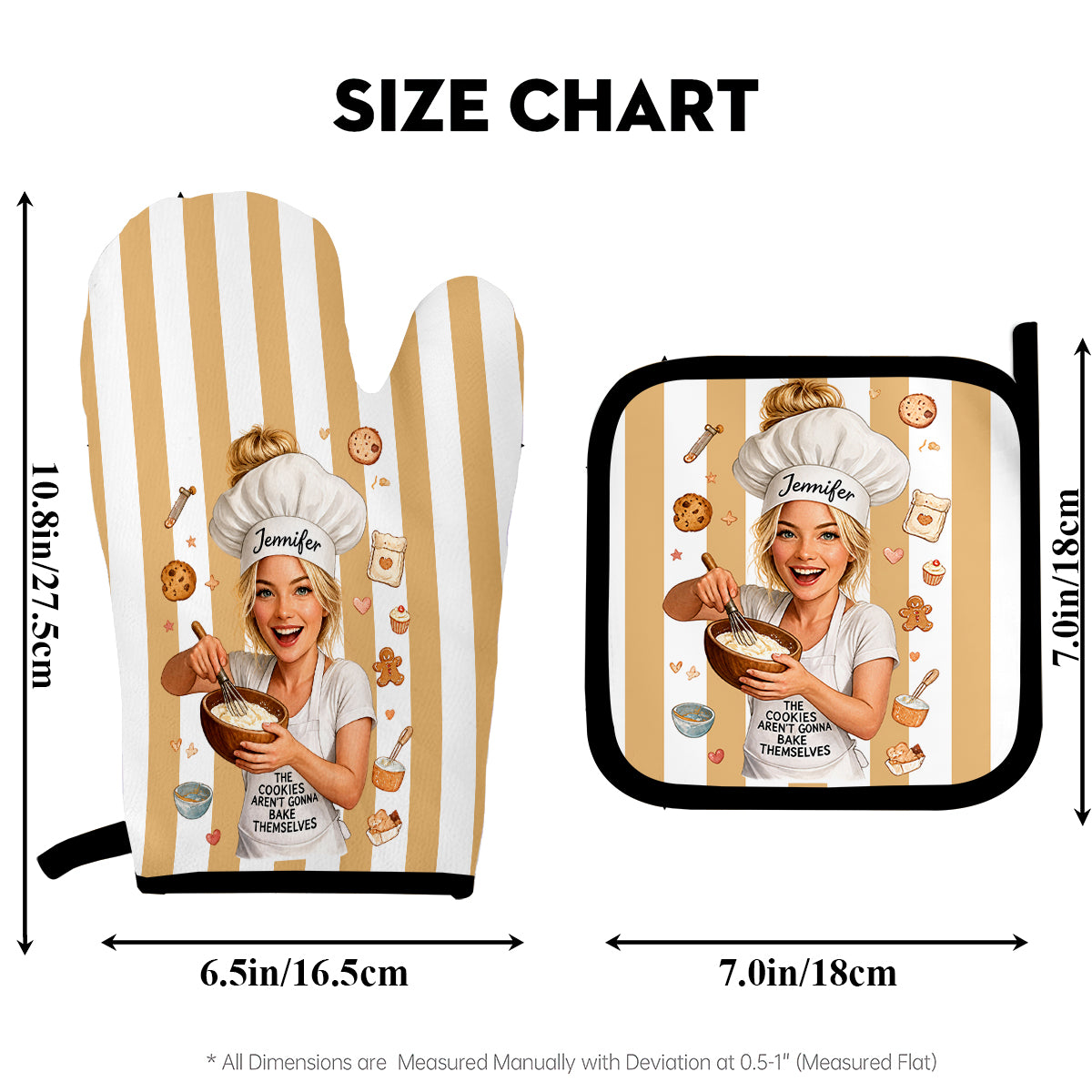 Baking Cookies - Personalized Baking Oven Mitts & Pot Holder Set