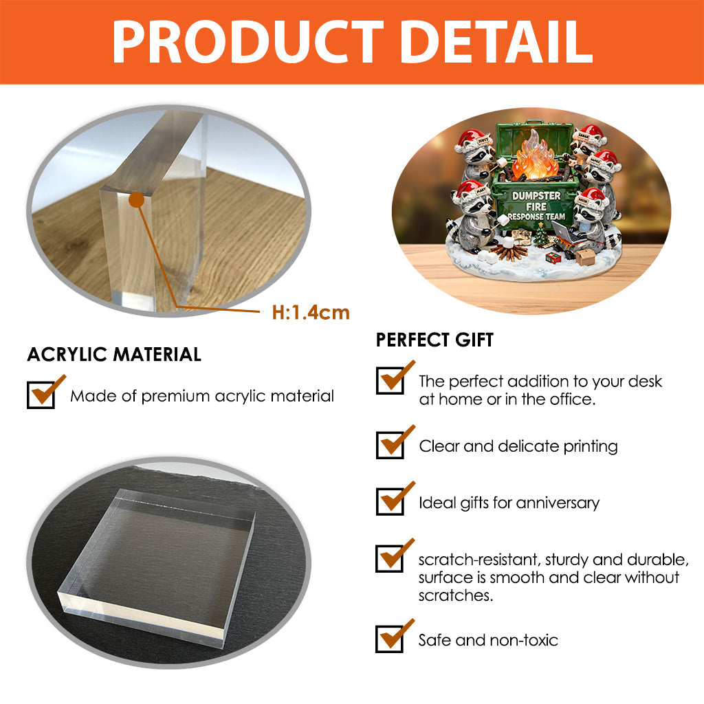 Dumpster Fire Response Team - Personalized Corworker Custom Shaped Acrylic Plaque