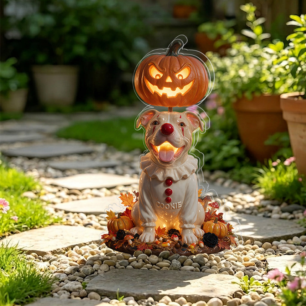 Custom Pet Photo Creepy Clown - Personalized Dog Solar Acrylic Light