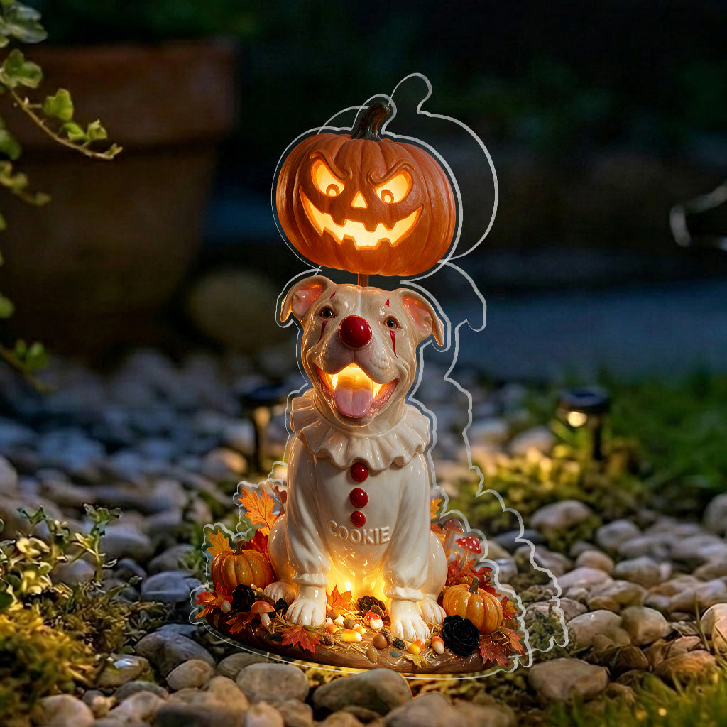 Custom Pet Photo Creepy Clown - Personalized Dog Solar Acrylic Light
