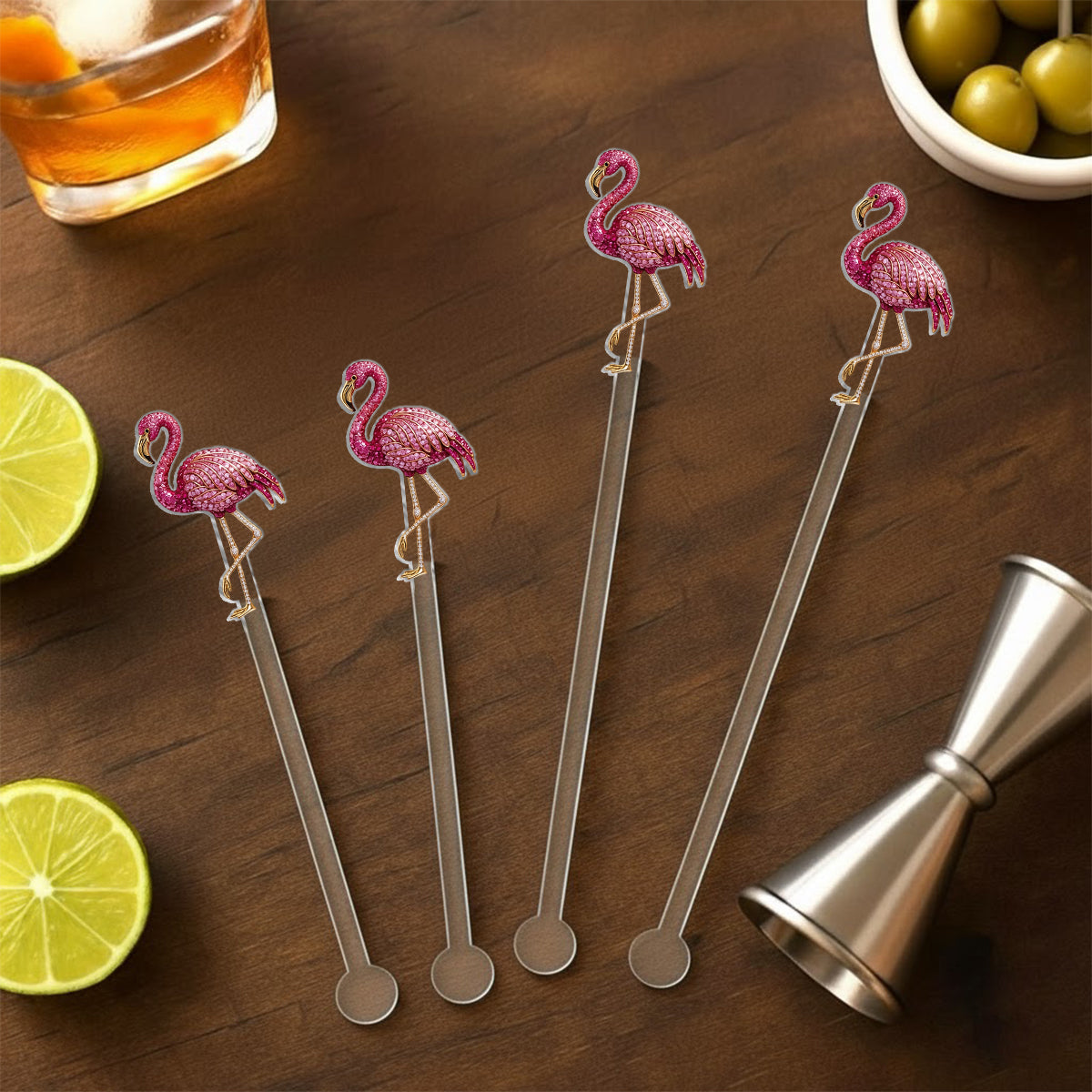 Love Flamingo - Personalized Flamingo Set Accent Mug with Acrylic Stirrers