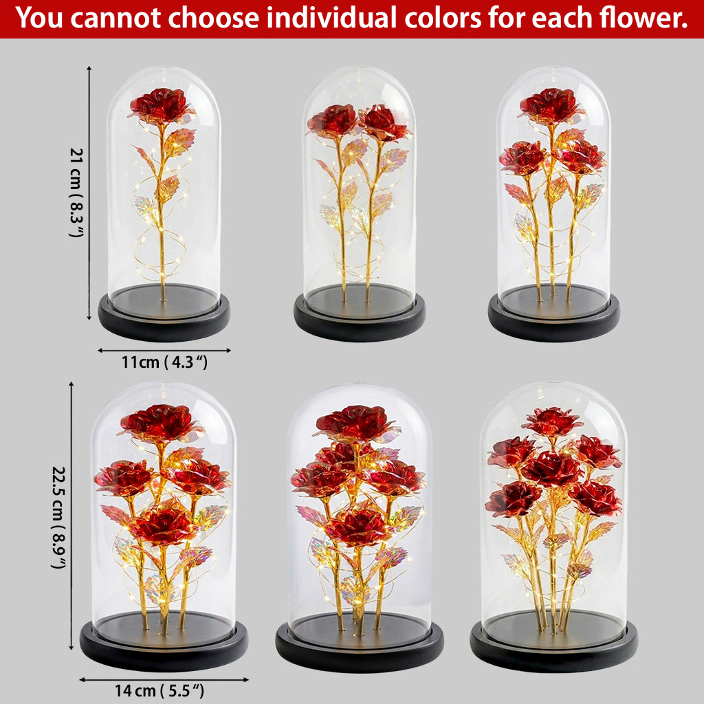 Flowers Gift For Mother's Day - Personalized Mother Glowing Roses Glass Dome