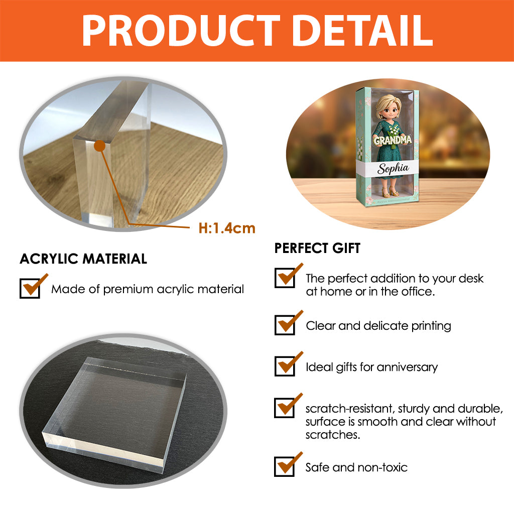 Custom Any Photo Gift For Grandma/Mom - Personalized Grandma Custom Shaped Acrylic Plaque