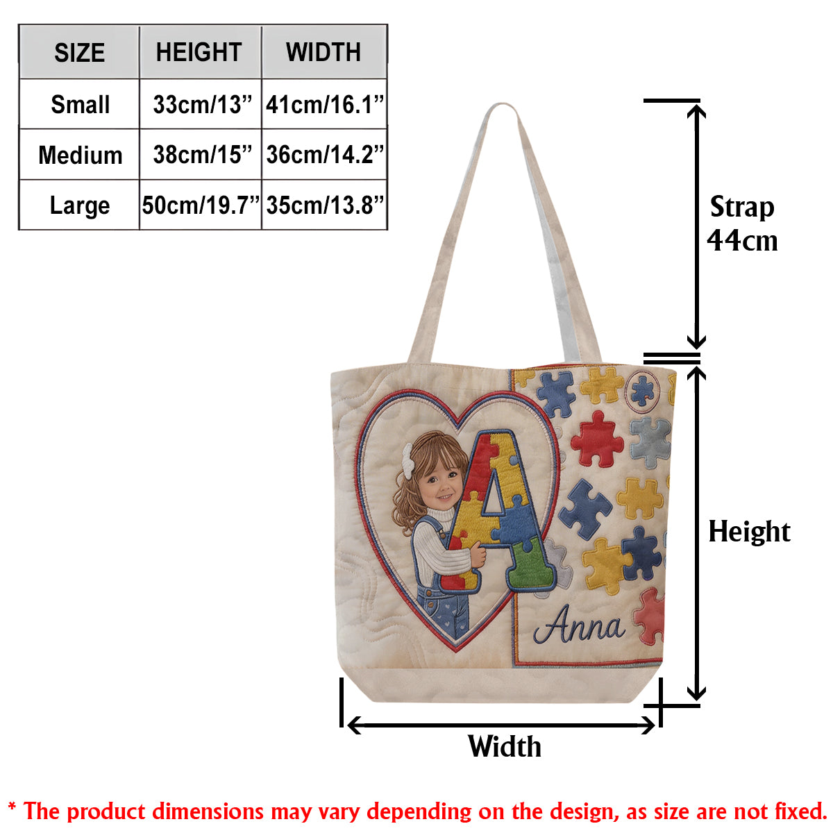 Autism Letter - Personalized Autism Awareness Quilted Tote Bag