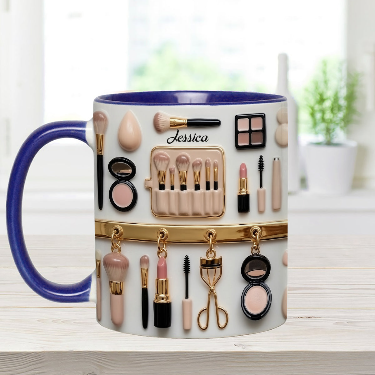 Visagistin – Personalisierter Make-up-Set-Becher mit Acryl-Rührstäbchen