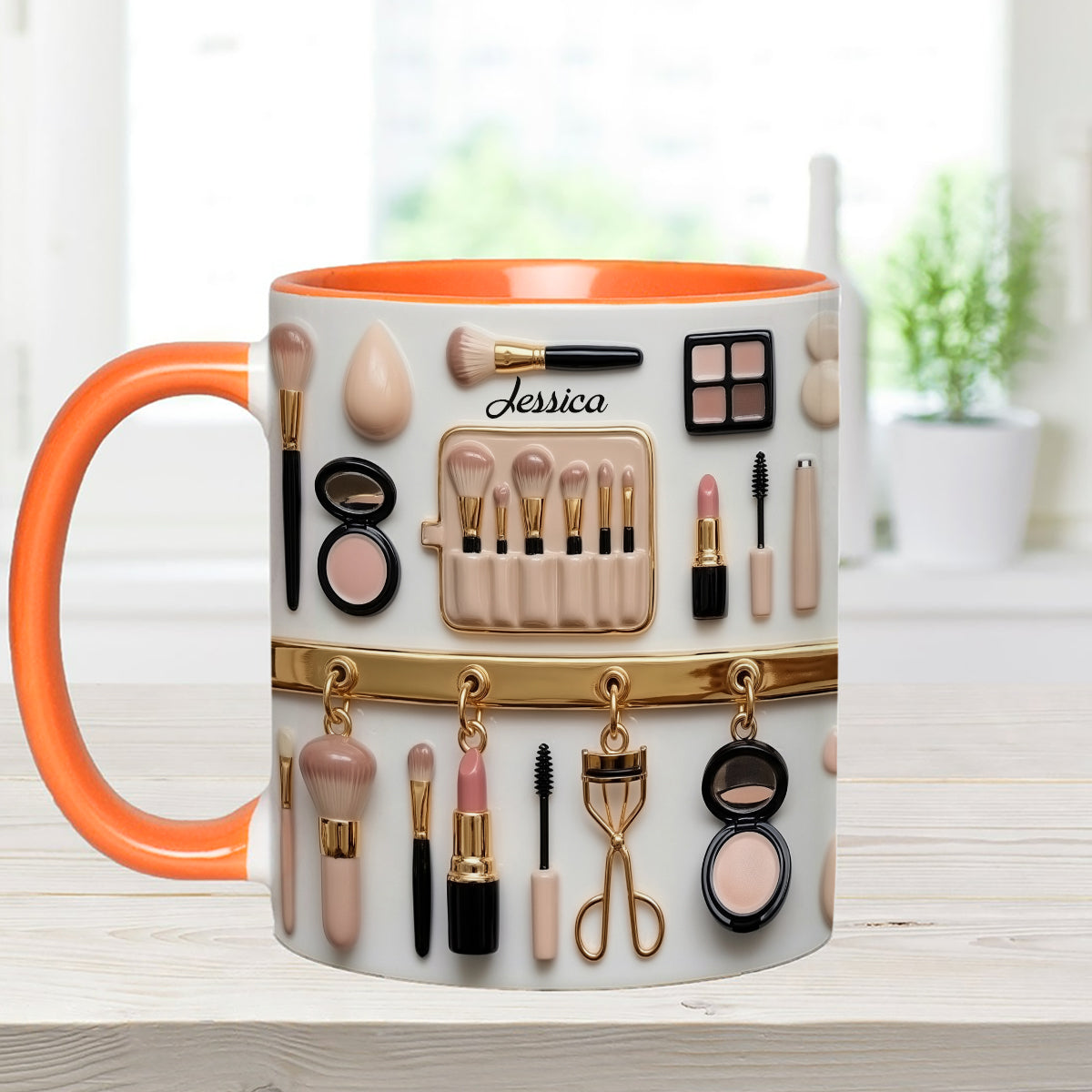 Visagistin – Personalisierter Make-up-Set-Becher mit Acryl-Rührstäbchen