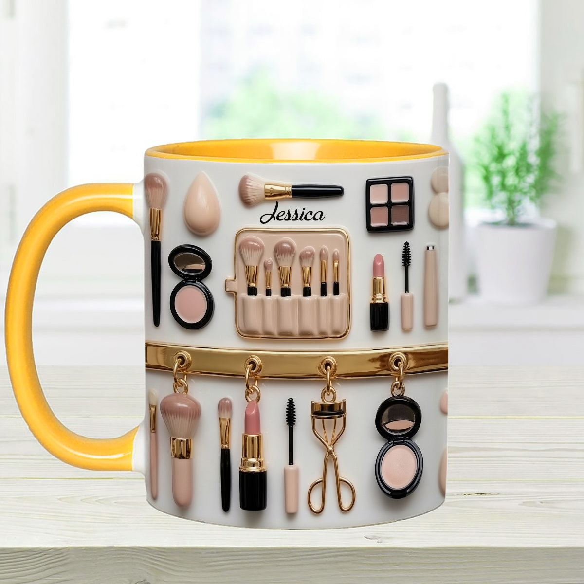 Visagistin – Personalisierter Make-up-Set-Becher mit Acryl-Rührstäbchen